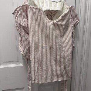 Caroline Constas Gabriella Striped Off the Shoulder Top in Pink